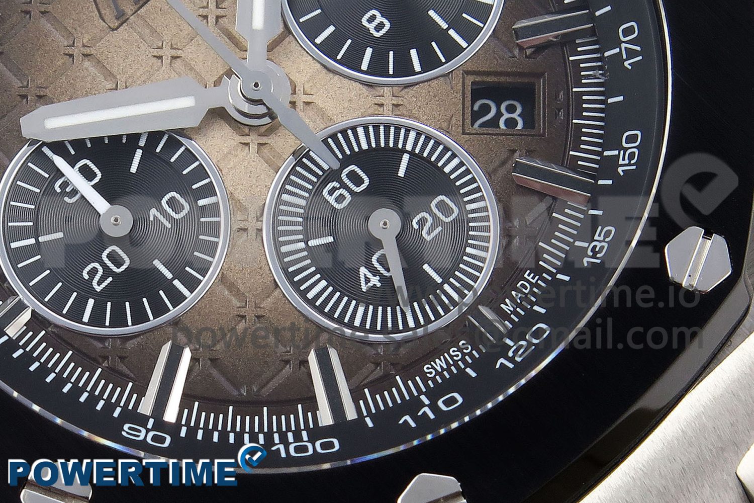 Royal Oak Offshore 44mm SS Black Ceramic Bezel APF 1:1 Best Edition Brown Dial on Brown Rubber Strap A4401 - Image 5