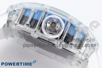 RM035 TRANSPARENT RMF BEST EDITION SKELETON BLUE DIAL ON WHITE RUBBER STRAP CLONE RMUL2 - Image 7