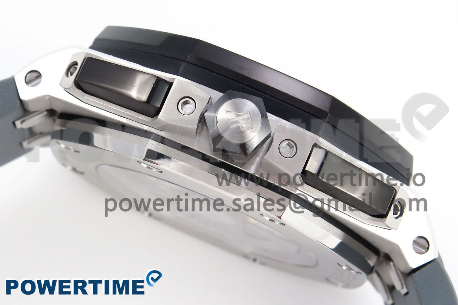Royal Oak Offshore 44mm SS Black Ceramic Bezel APF 1:1 Best Edition Gray/Blue Dial on Gray Rubber Strap A4401 - Image 6