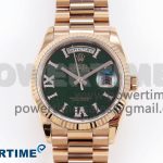 DAY DATE 36 RG RAF 1:1 BEST EDITION GREEN STONE DIAL ON RG BRACELET A2836