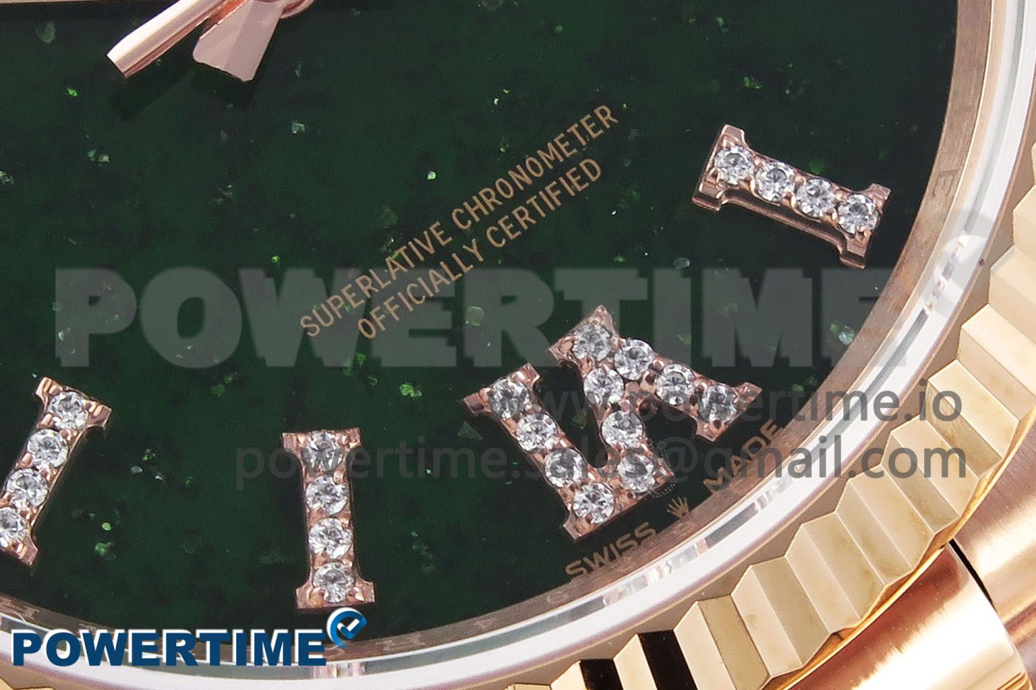 DAY DATE 36 RG RAF 1:1 BEST EDITION GREEN STONE DIAL ON RG BRACELET A2836 - Image 5
