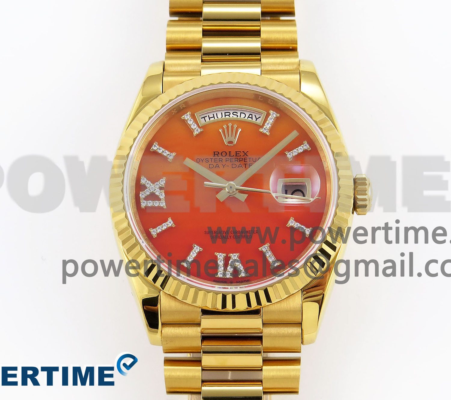 DAY DATE 36 YG RAF 1:1 BEST EDITION RED CARNELIAN DIAL ON YG BRACELET A2836