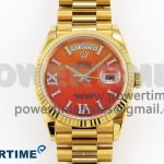 DAY DATE 36 YG RAF 1:1 BEST EDITION RED CARNELIAN DIAL ON YG BRACELET A2836