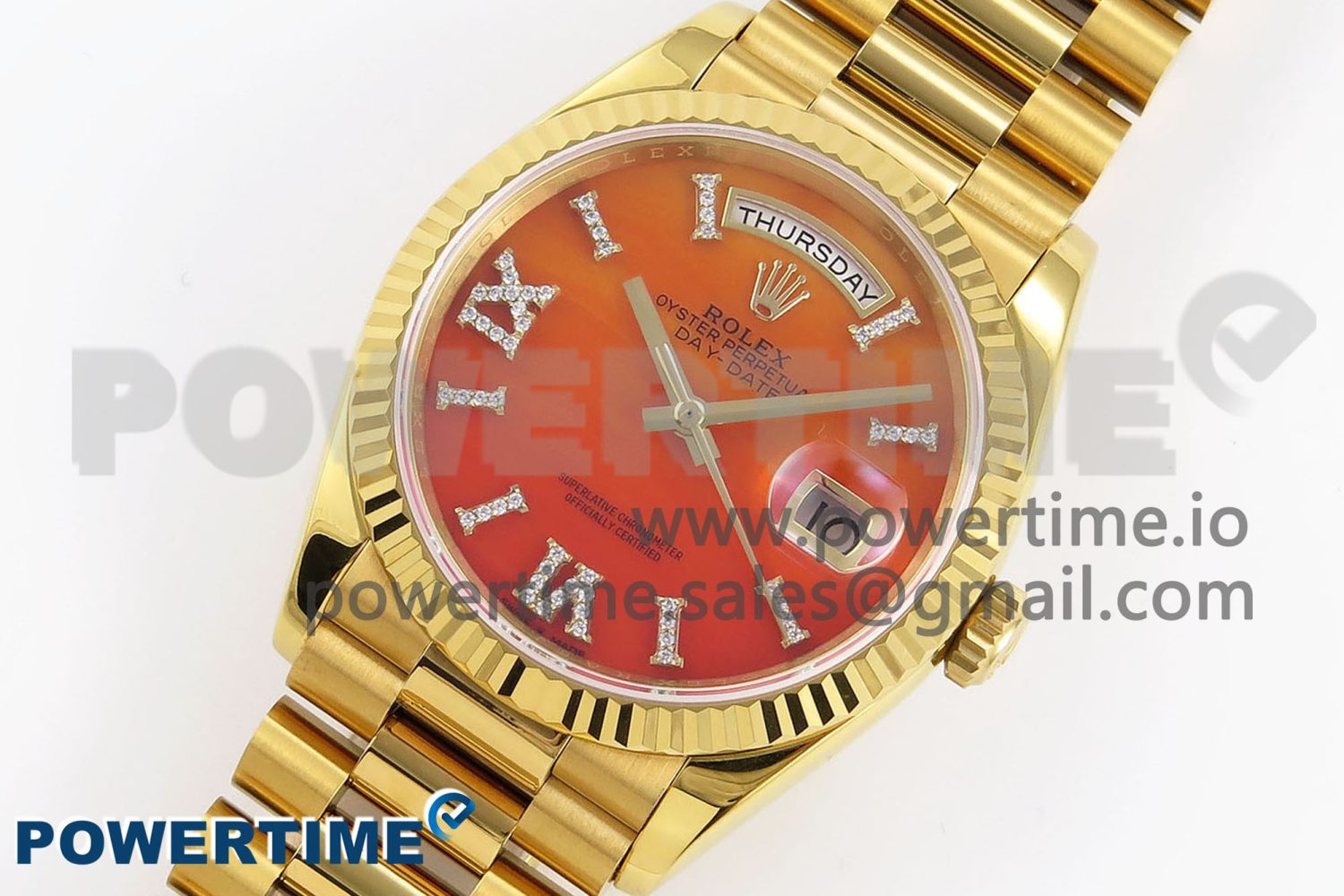 DAY DATE 36 YG RAF 1:1 BEST EDITION RED CARNELIAN DIAL ON YG BRACELET A2836 - Image 2