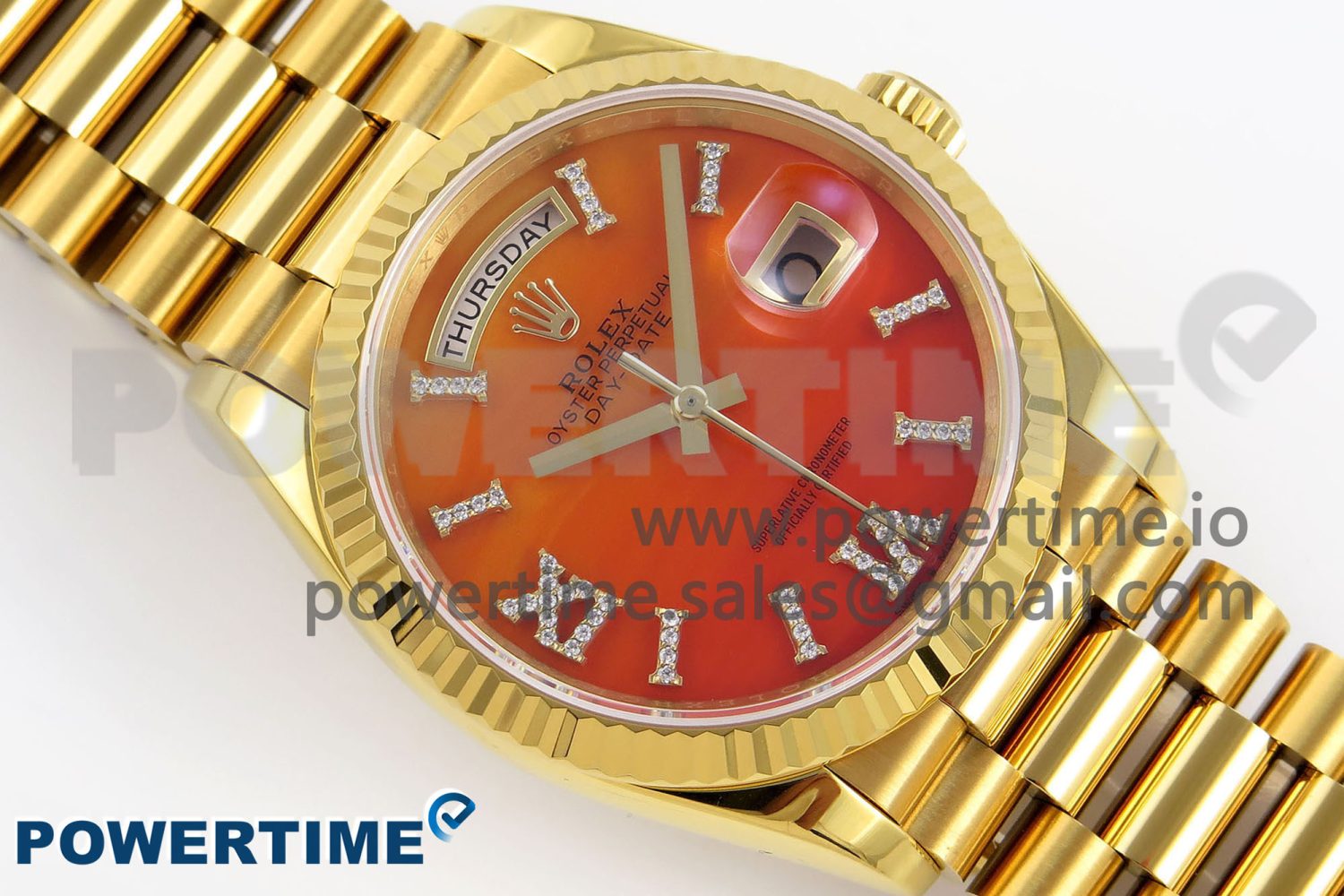 DAY DATE 36 YG RAF 1:1 BEST EDITION RED CARNELIAN DIAL ON YG BRACELET A2836 - Image 3