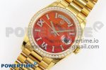 DAY DATE 36 YG RAF 1:1 BEST EDITION RED CARNELIAN DIAL DIAMONDS BEZEL ON YG BRACELET A2836 - Image 2