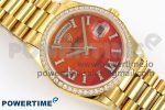 DAY DATE 36 YG RAF 1:1 BEST EDITION RED CARNELIAN DIAL DIAMONDS BEZEL ON YG BRACELET A2836 - Image 3