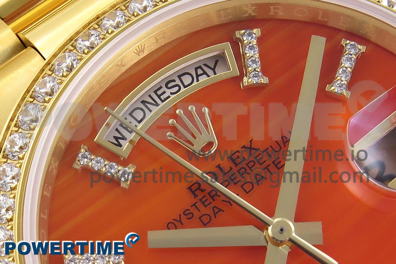 DAY DATE 36 YG RAF 1:1 BEST EDITION RED CARNELIAN DIAL DIAMONDS BEZEL ON YG BRACELET A2836 - Image 4