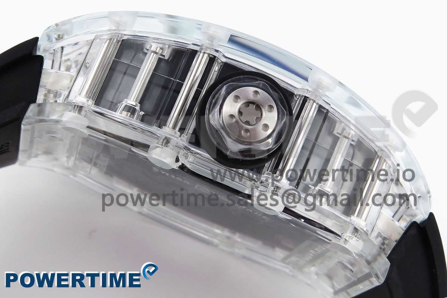 RM035 TRANSPARENT RMF BEST EDITION SKELETON DIAL ON BLACK RUBBER STRAP CLONE RMUL2 - Image 7