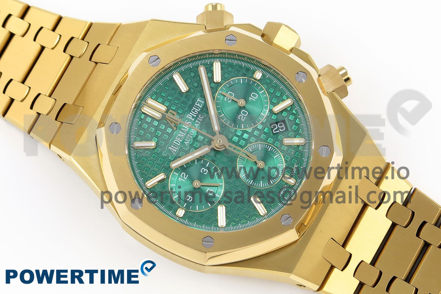 Royal Oak Chrono 26331 YG IPF 1:1 Best Edition Green Dial on YG Bracelet A7750 - Image 3