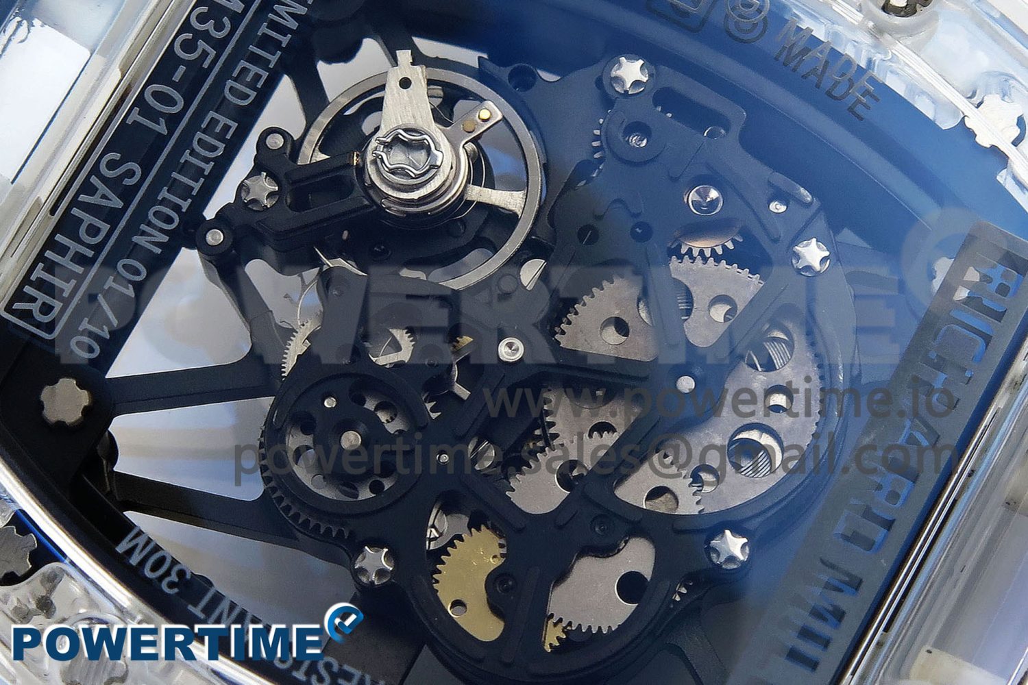 RM035 TRANSPARENT RMF BEST EDITION SKELETON DIAL ON BLACK RUBBER STRAP CLONE RMUL2 - Image 10