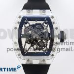 RM035 TRANSPARENT RMF BEST EDITION SKELETON DIAL ON BLACK RUBBER STRAP CLONE RMUL2