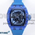 RM035 BLUE TRANSPARENT RMF BEST EDITION SKELETON DIAL ON BLUE RUBBER STRAP CLONE RMUL2