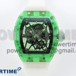 RM035 GREEN TRANSPARENT RMF BEST EDITION SKELETON DIAL ON TRANSLUCENT RUBBER STRAP CLONE RMUL2