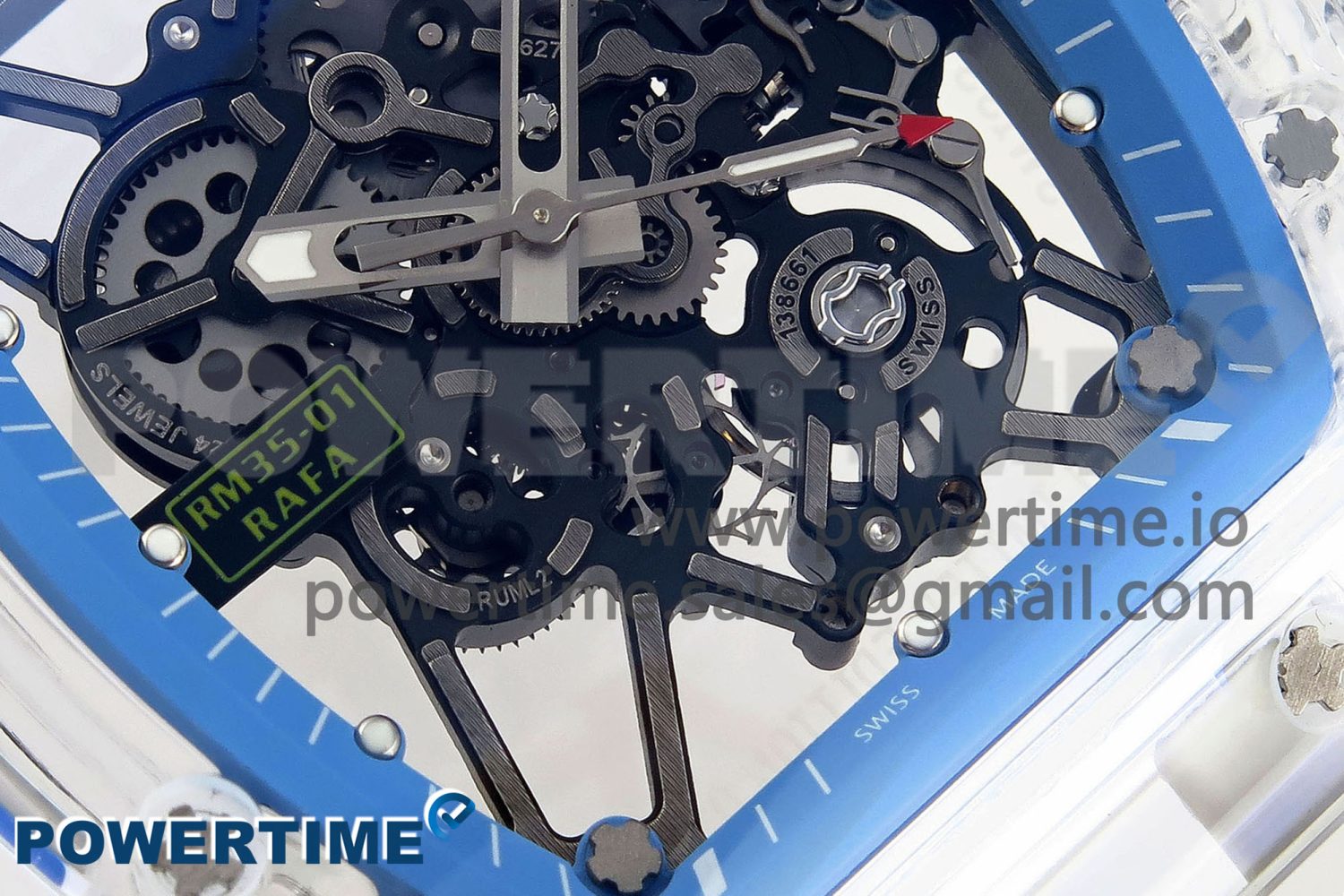 RM035 TRANSPARENT RMF BEST EDITION SKELETON BLUE DIAL ON TRANSLUCENT RUBBER STRAP CLONE RMUL2 - Image 5