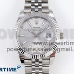 DATEJUST 41MM 126334 904 SS ARF 1:1 BEST EDITION SILVER DIAL STICKS MARKERS ON JUBILEE BRACELET SH3235