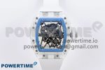 RM035 TRANSPARENT RMF BEST EDITION SKELETON BLUE DIAL ON WHITE RUBBER STRAP CLONE RMUL2