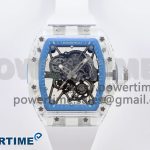 RM035 TRANSPARENT RMF BEST EDITION SKELETON BLUE DIAL ON WHITE RUBBER STRAP CLONE RMUL2