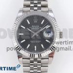 DATEJUST 41MM 126334 904 SS ARF 1:1 BEST EDITION GRAY DIAL STICKS MARKERS ON JUBILEE BRACELET SH3235