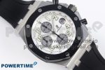 ROYAL OAK OFFSHORE 42MM SS BLACK CERAMIC BEZEL APF 1:1 BEST EDITION WHITE/SILVER DIAL ON BLACK RUBBER STRAP A7750 - Image 3