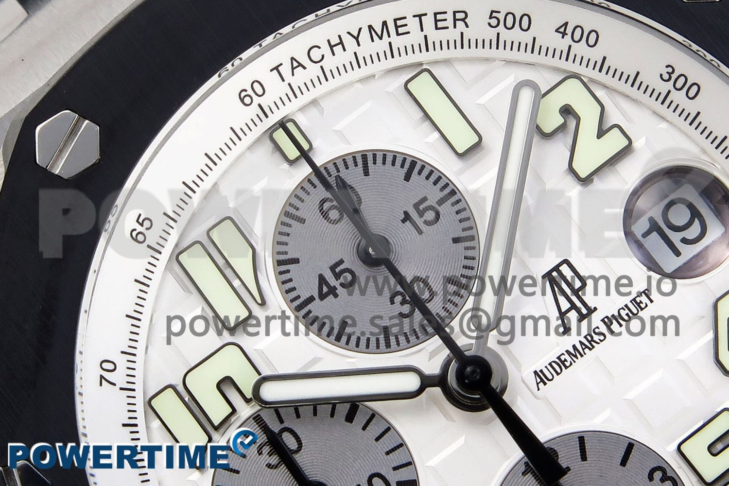 ROYAL OAK OFFSHORE 42MM SS BLACK CERAMIC BEZEL APF 1:1 BEST EDITION WHITE/SILVER DIAL ON BLACK RUBBER STRAP A7750 - Image 4