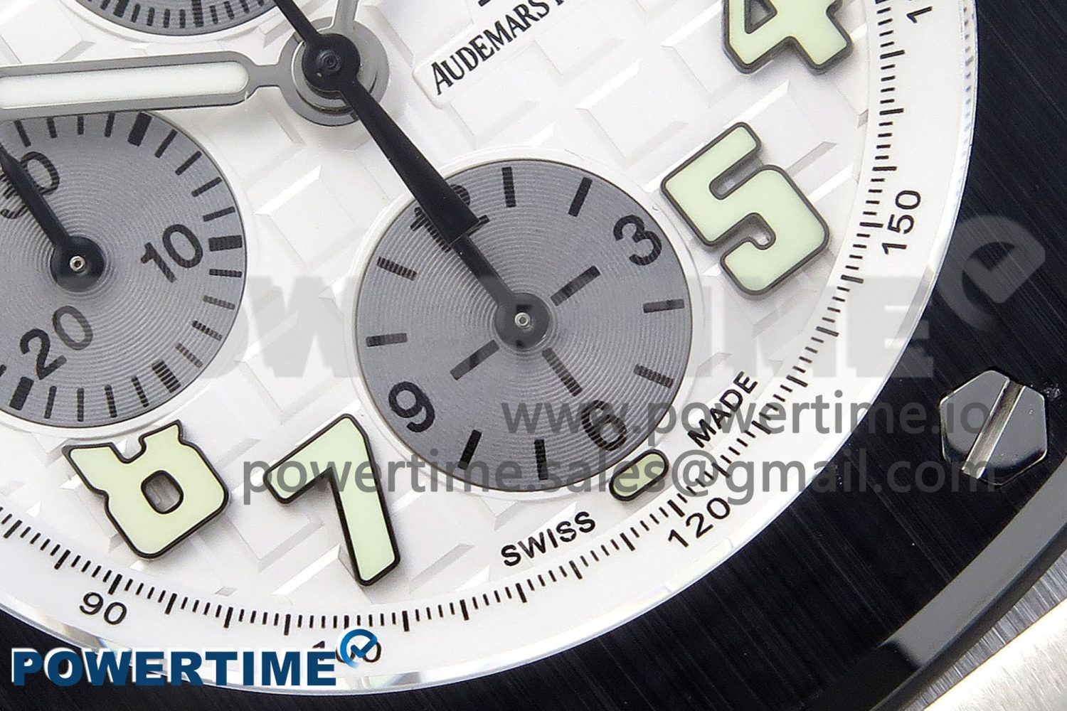 ROYAL OAK OFFSHORE 42MM SS BLACK CERAMIC BEZEL APF 1:1 BEST EDITION WHITE/SILVER DIAL ON BLACK RUBBER STRAP A7750 - Image 5