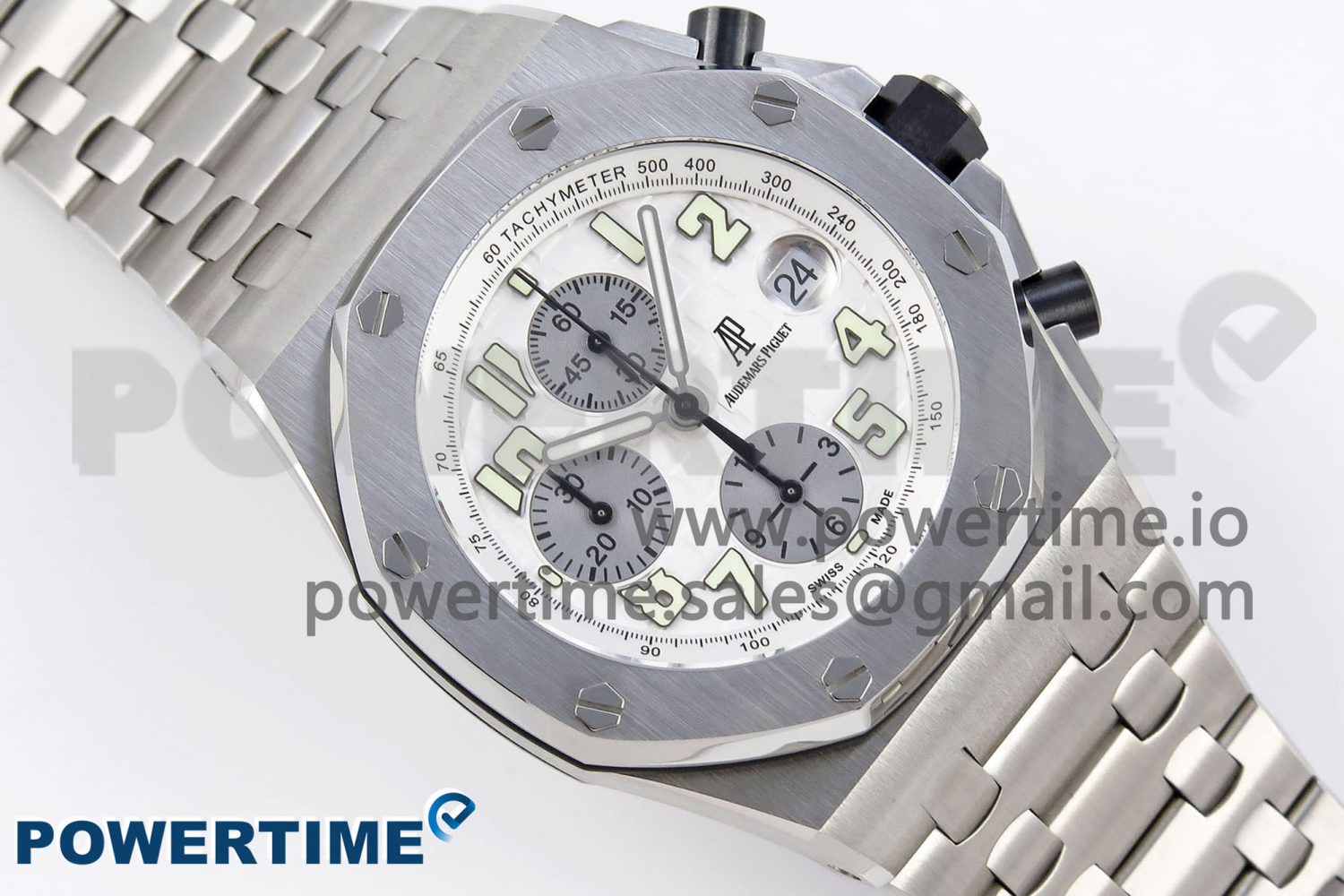 ROYAL OAK OFFSHORE 42MM SS APF 1:1 BEST EDITION WHITE/SILVER DIAL ON SS BRACELET STRAP A7750 - Image 3