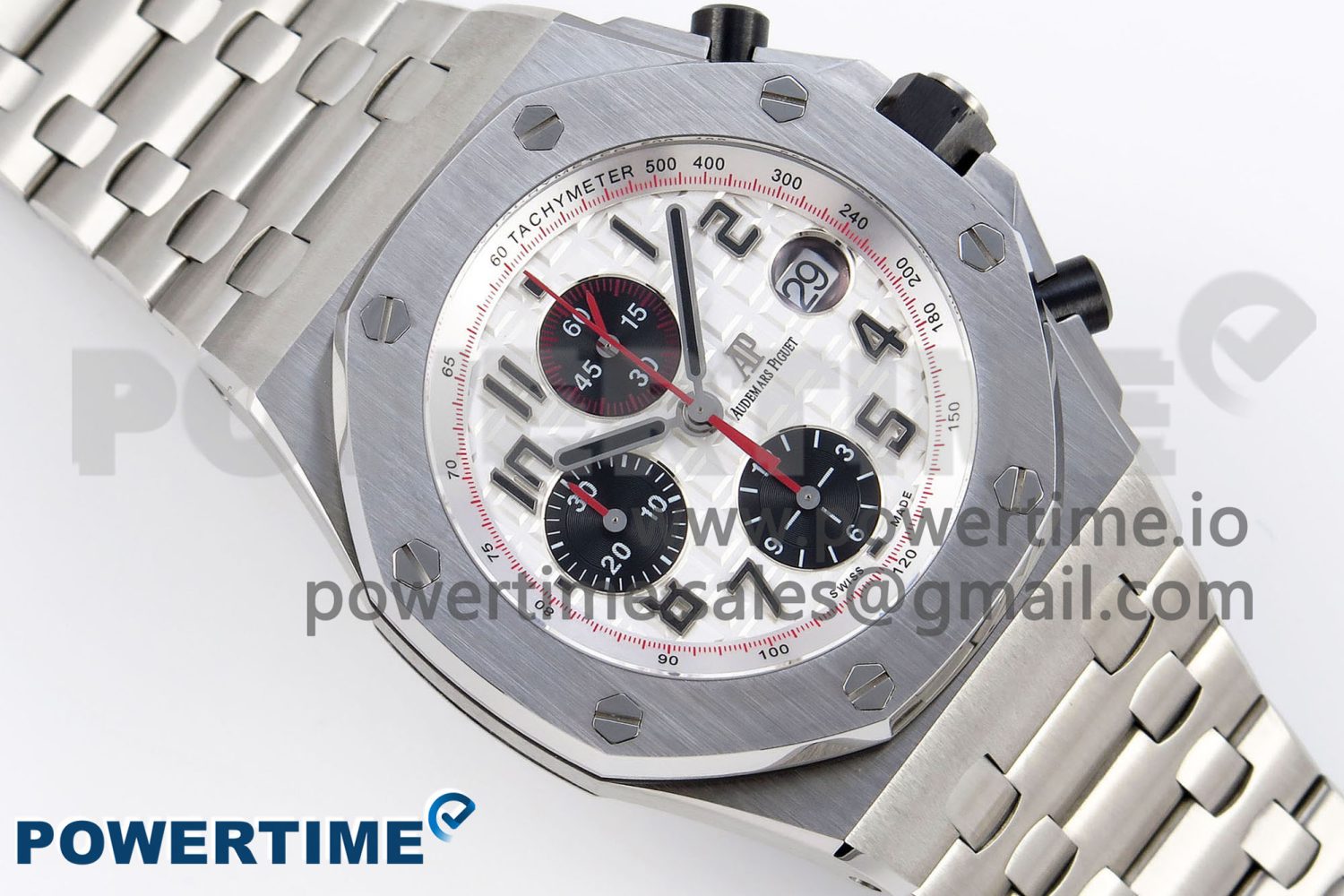 ROYAL OAK OFFSHORE 42MM SS APF 1:1 BEST EDITION WHITE/BLACK DIAL ON SS BRACELET STRAP A7750 - Image 3