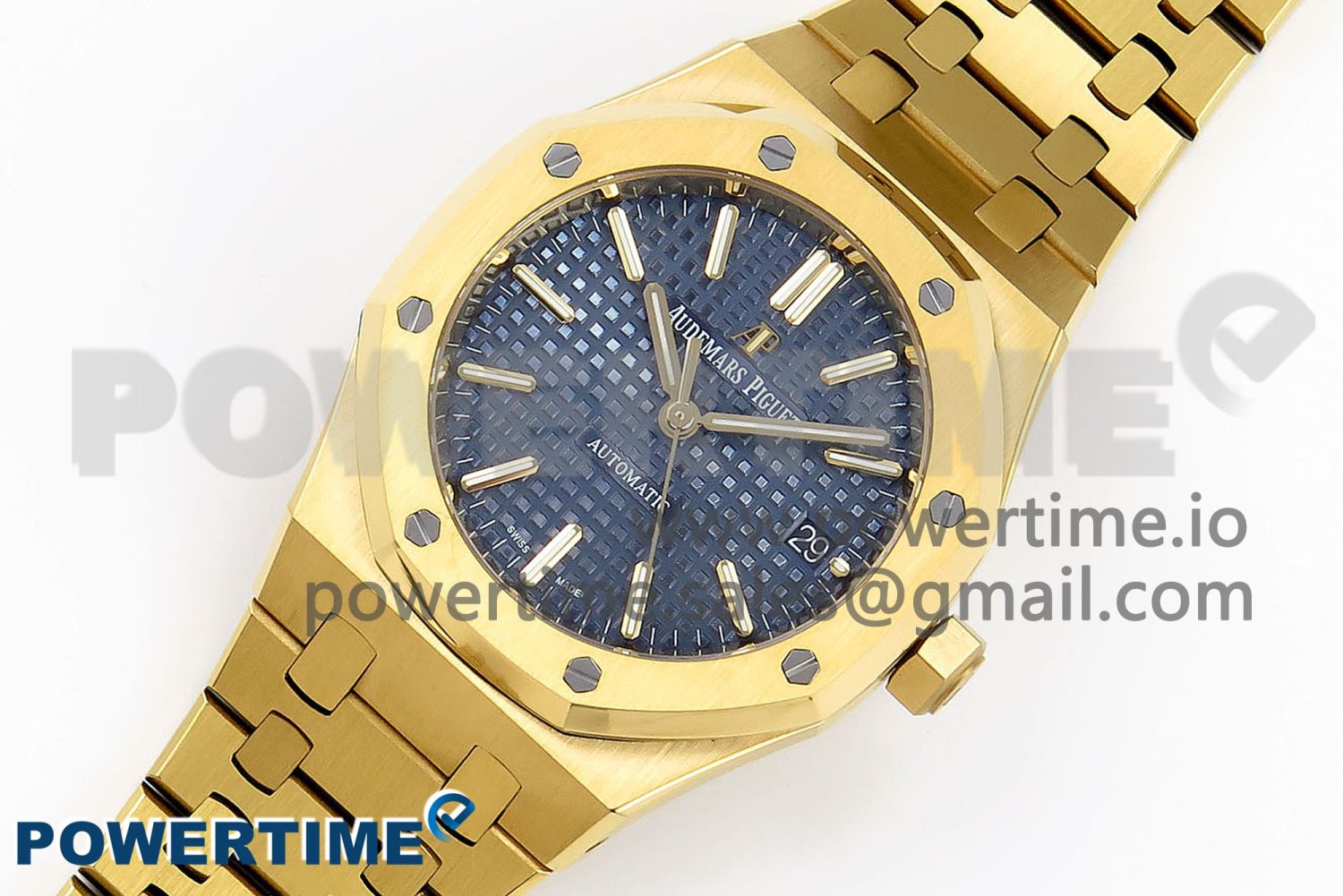 Royal Oak 37mm 15450 YG IPF Best Edition Blue Dial on YG Bracelet SA3120 Super Clone - Image 2
