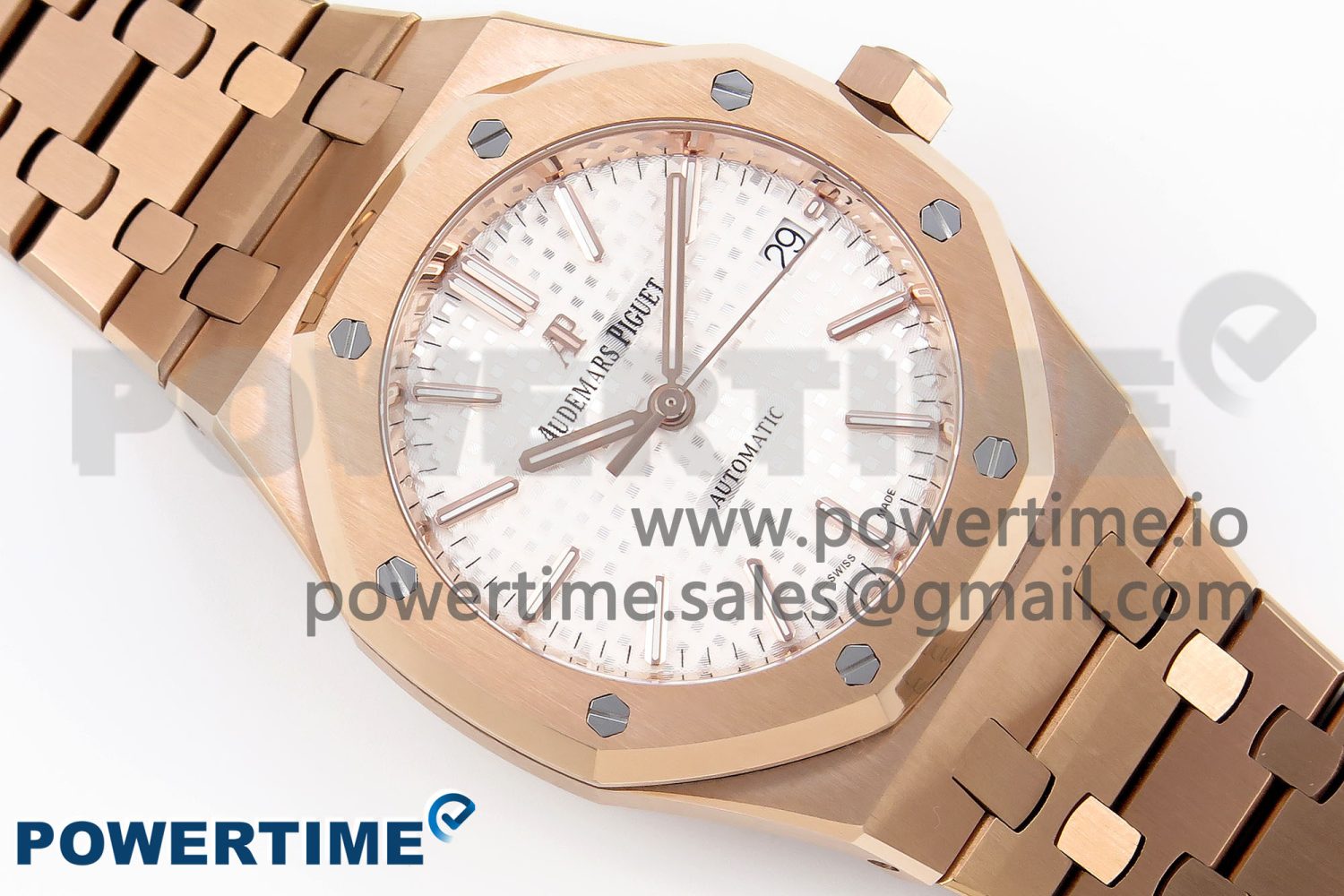 Royal Oak 37mm 15450 RG IPF Best Edition White Dial on RG Bracelet SA3120 Super Clone - Image 3