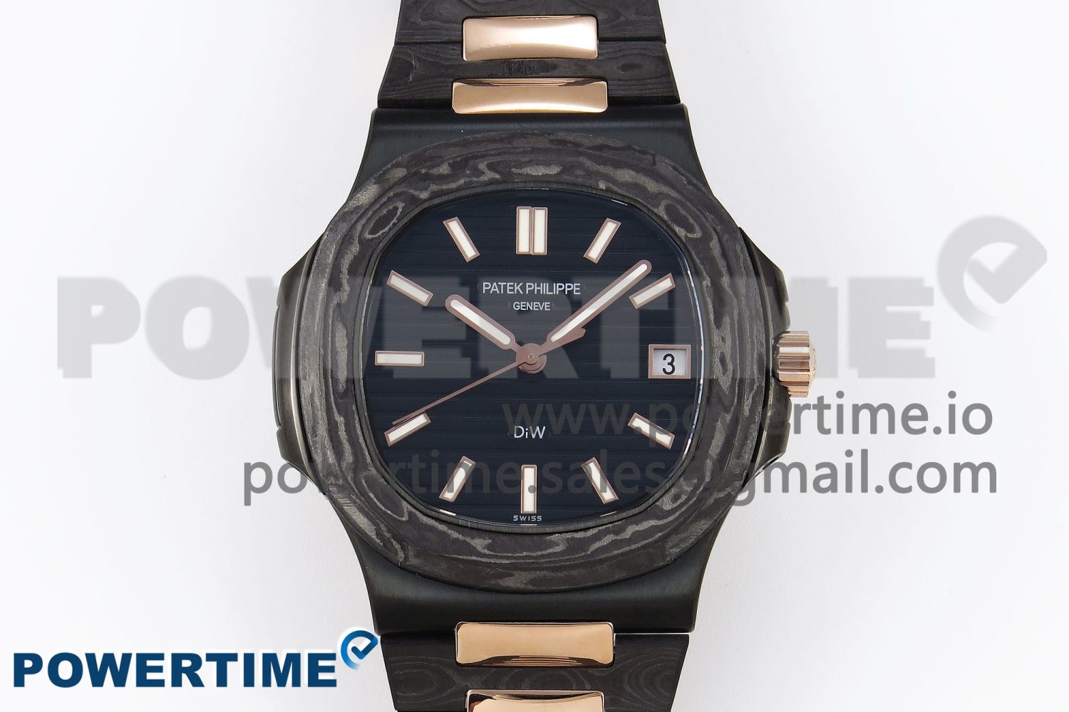 NAUTILUS 5711 DIW CARBON DIWF 1:1 BEST EDITION BLACK TEXTURED DIAL ON CARBON/RG BRACELET 324CS - Image 1