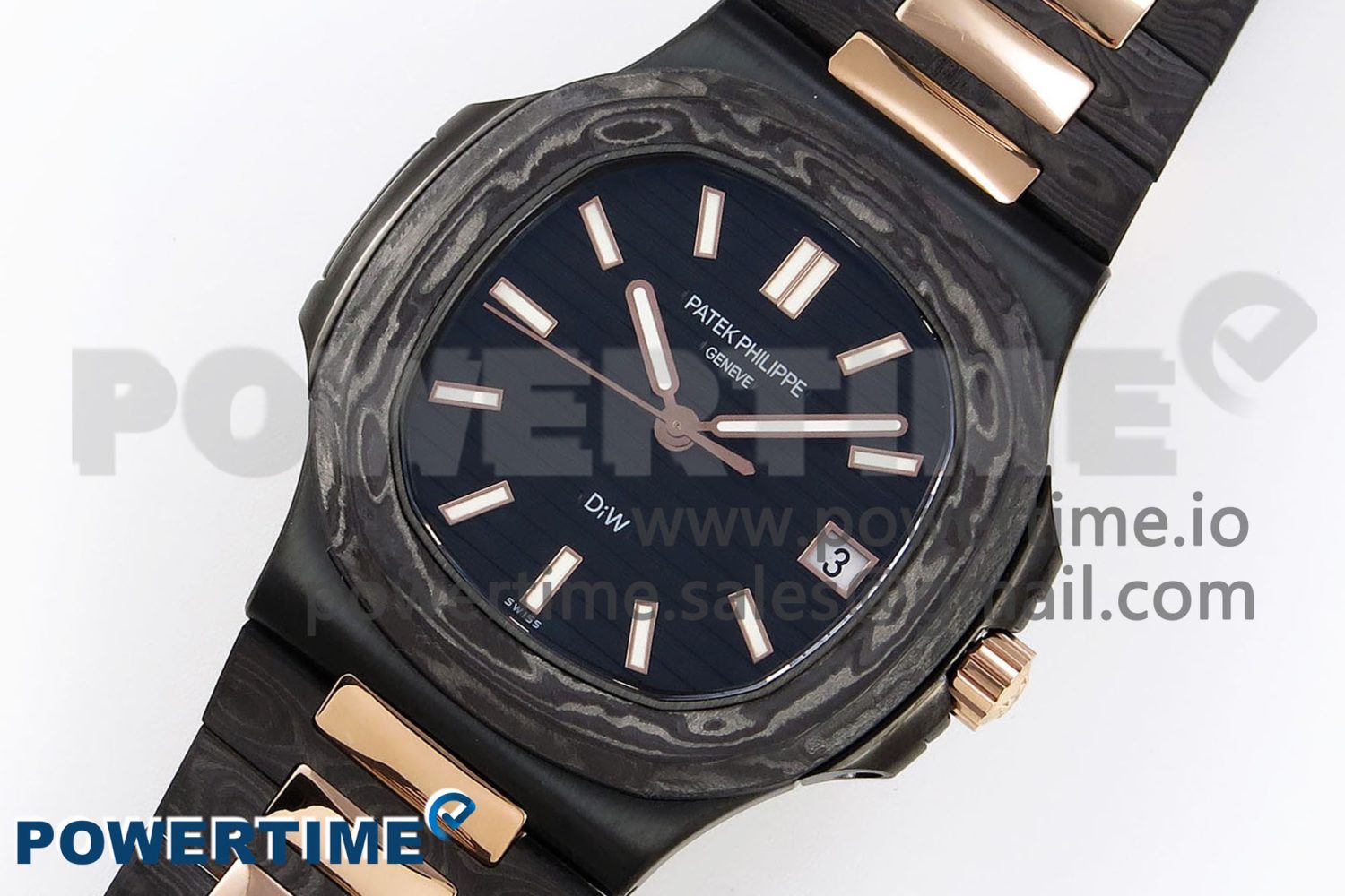 NAUTILUS 5711 DIW CARBON DIWF 1:1 BEST EDITION BLACK TEXTURED DIAL ON CARBON/RG BRACELET 324CS - Image 2