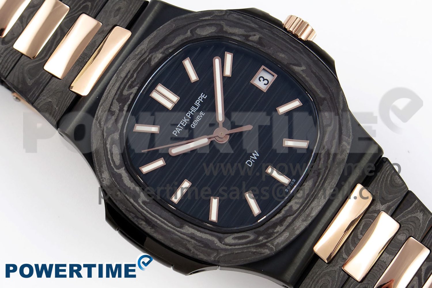 NAUTILUS 5711 DIW CARBON DIWF 1:1 BEST EDITION BLACK TEXTURED DIAL ON CARBON/RG BRACELET 324CS - Image 3