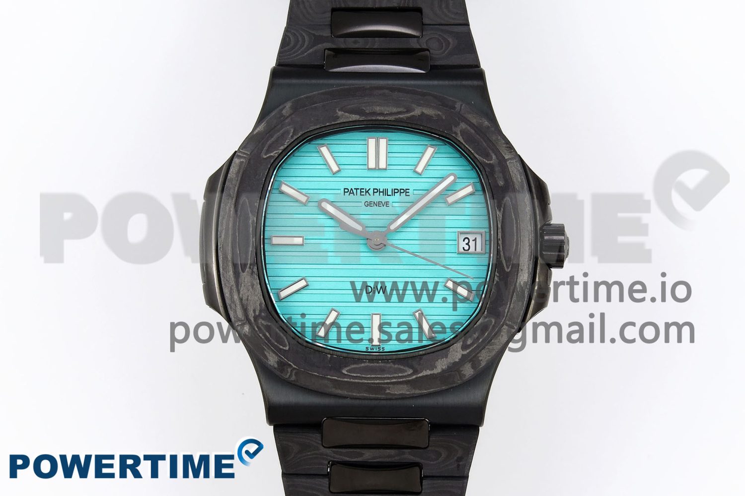 NAUTILUS 5711 DIW CARBON DIWF 1:1 BEST EDITION TIFFANY BLUE TEXTURED DIAL ON CARBON/PVD BRACELET 324CS - Image 1