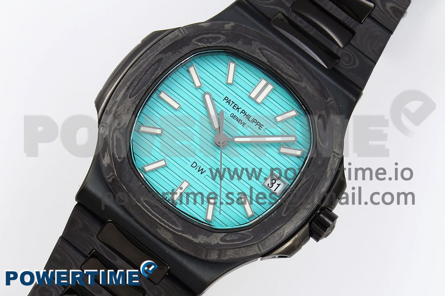 NAUTILUS 5711 DIW CARBON DIWF 1:1 BEST EDITION TIFFANY BLUE TEXTURED DIAL ON CARBON/PVD BRACELET 324CS - Image 2