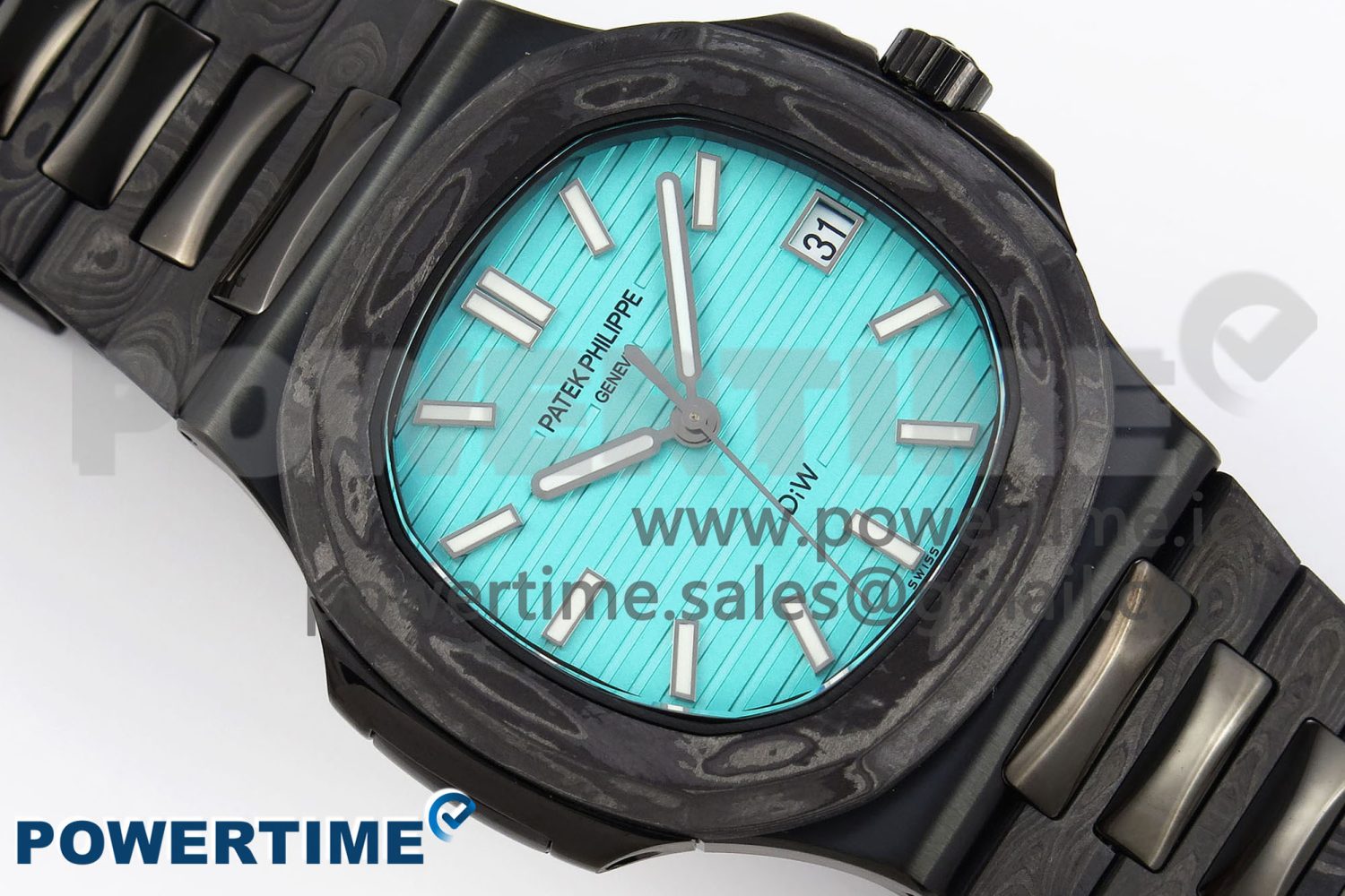 NAUTILUS 5711 DIW CARBON DIWF 1:1 BEST EDITION TIFFANY BLUE TEXTURED DIAL ON CARBON/PVD BRACELET 324CS - Image 3