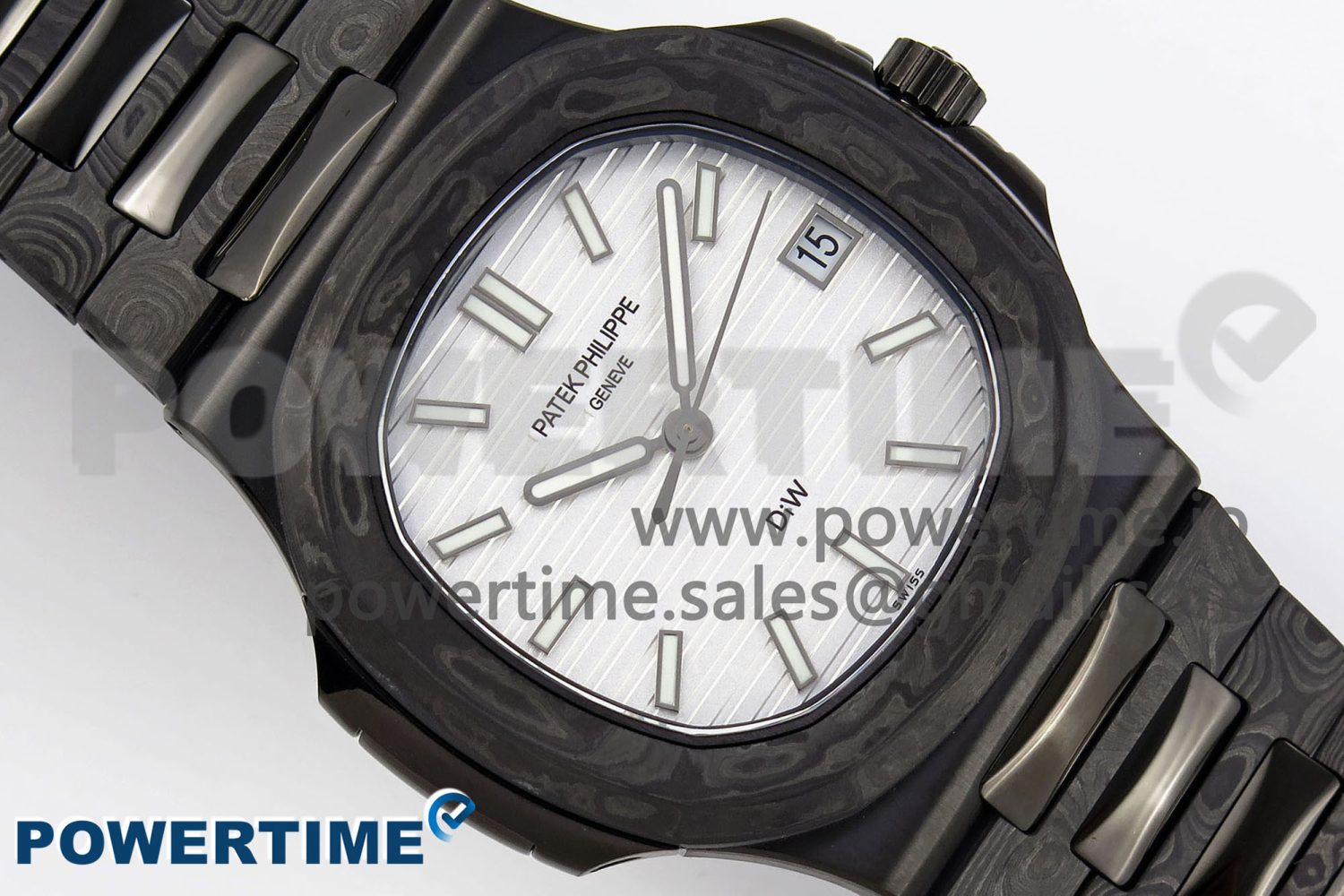 NAUTILUS 5711 DIW CARBON DIWF 1:1 BEST EDITION WHITE TEXTURED DIAL ON CARBON/PVD BRACELET 324CS - Image 3