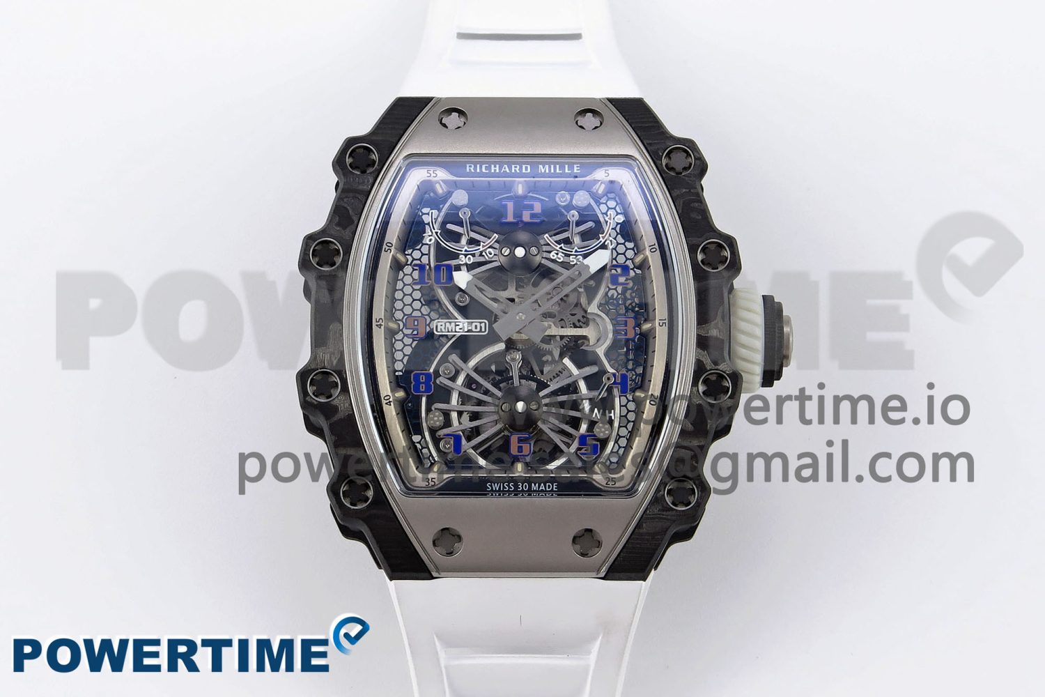 RM21-01 TOURBILLON NTPT RMF BEST EDITION SKELETON DIAL ON WHITE RUBBER STRAP - Image 1