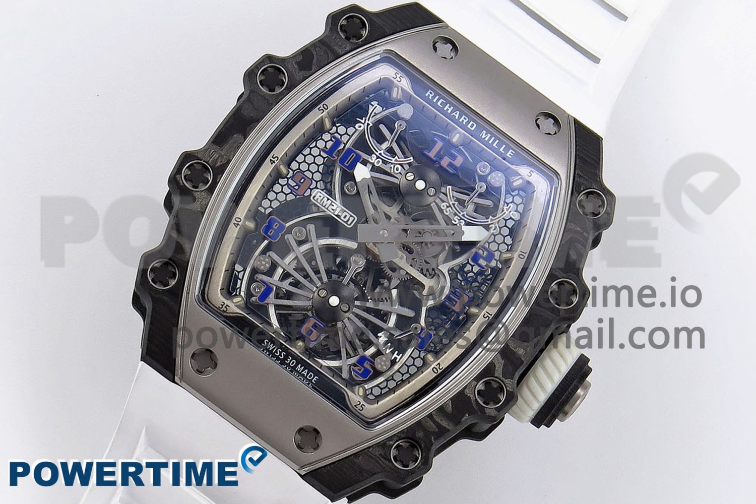 RM21-01 TOURBILLON NTPT RMF BEST EDITION SKELETON DIAL ON WHITE RUBBER STRAP - Image 2