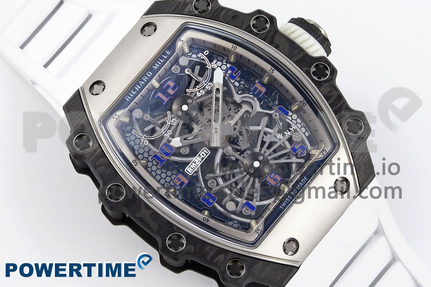 RM21-01 TOURBILLON NTPT RMF BEST EDITION SKELETON DIAL ON WHITE RUBBER STRAP - Image 3