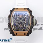 RM21-01 TOURBILLON NTPT RMF BEST EDITION RG BEZEL SKELETON DIAL ON WHITE RUBBER STRAP