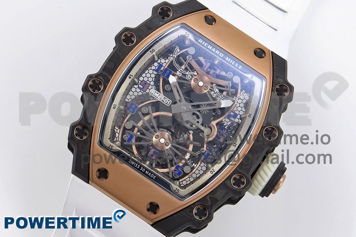 RM21-01 TOURBILLON NTPT RMF BEST EDITION RG BEZEL SKELETON DIAL ON WHITE RUBBER STRAP - Image 2
