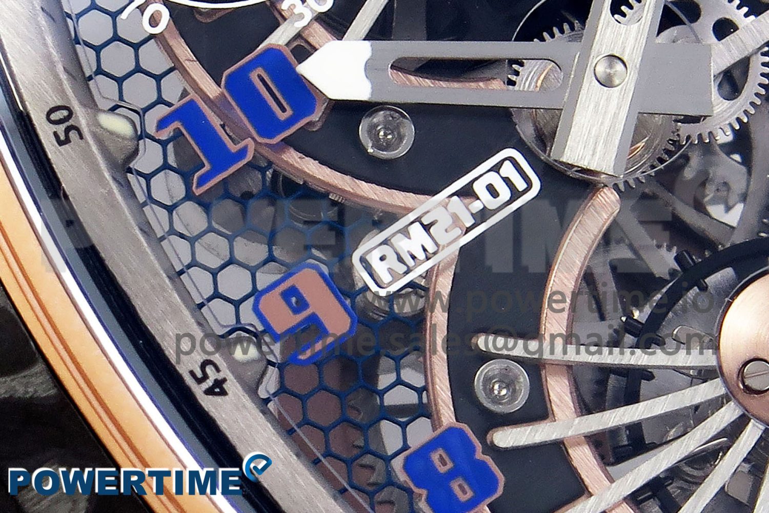 RM21-01 TOURBILLON NTPT RMF BEST EDITION RG BEZEL SKELETON DIAL ON WHITE RUBBER STRAP - Image 6