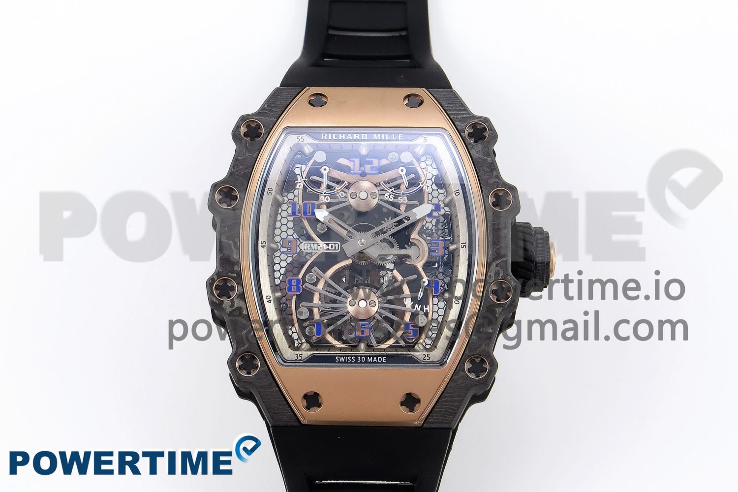 RM21-01 TOURBILLON NTPT RMF BEST EDITION RG BEZEL SKELETON DIAL ON BLACK RUBBER STRAP - Image 1