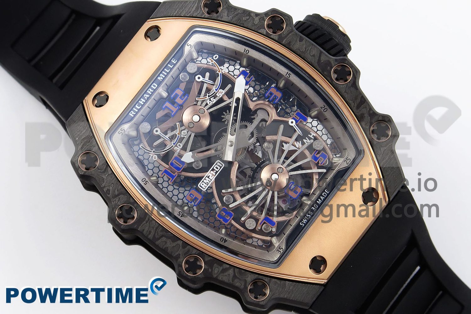 RM21-01 TOURBILLON NTPT RMF BEST EDITION RG BEZEL SKELETON DIAL ON BLACK RUBBER STRAP - Image 3