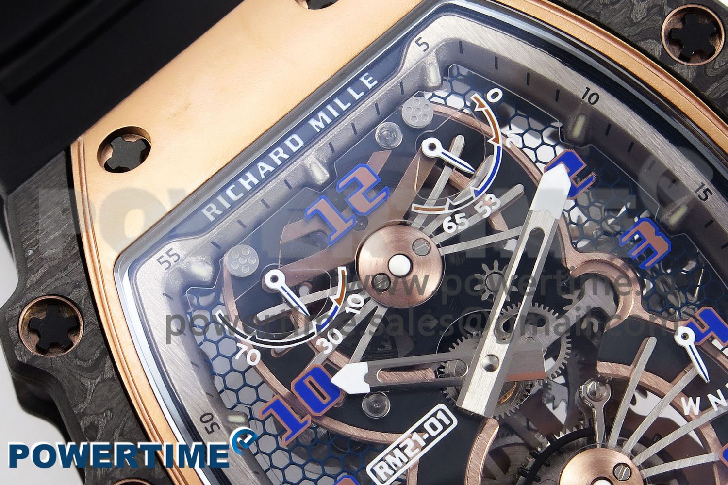 RM21-01 TOURBILLON NTPT RMF BEST EDITION RG BEZEL SKELETON DIAL ON BLACK RUBBER STRAP - Image 4