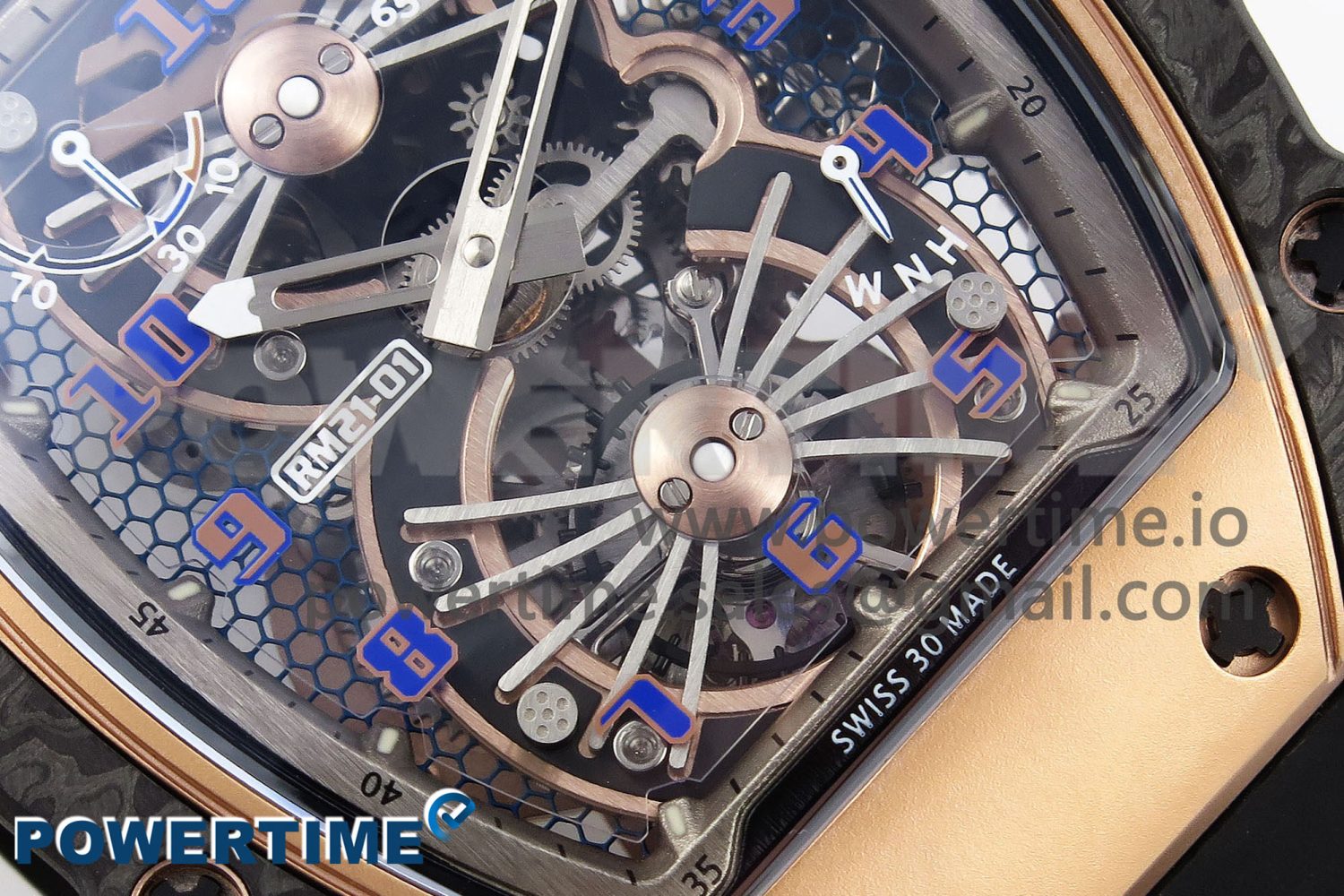 RM21-01 TOURBILLON NTPT RMF BEST EDITION RG BEZEL SKELETON DIAL ON BLACK RUBBER STRAP - Image 5