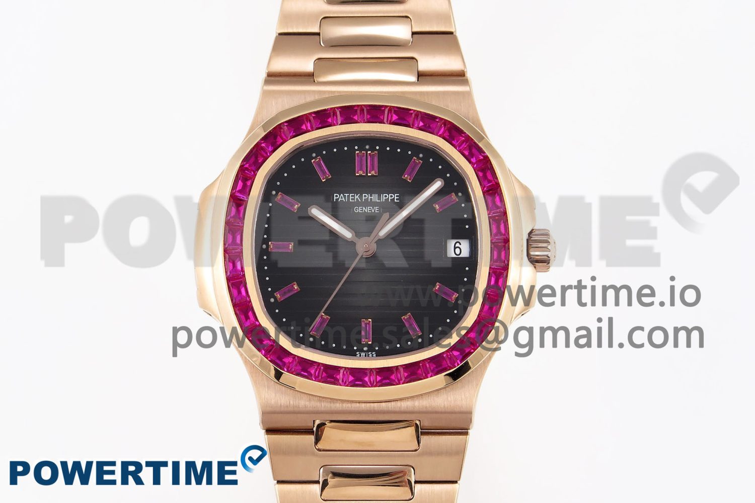 NAUTILUS 5711 RG GPF 1:1 BEST EDITION GRAY DIAL PURPLE DIAMONDS BEZEL ON RG BRACELET 324CS - Image 1