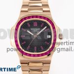 NAUTILUS 5711 RG GPF 1:1 BEST EDITION GRAY DIAL PURPLE DIAMONDS BEZEL ON RG BRACELET 324CS