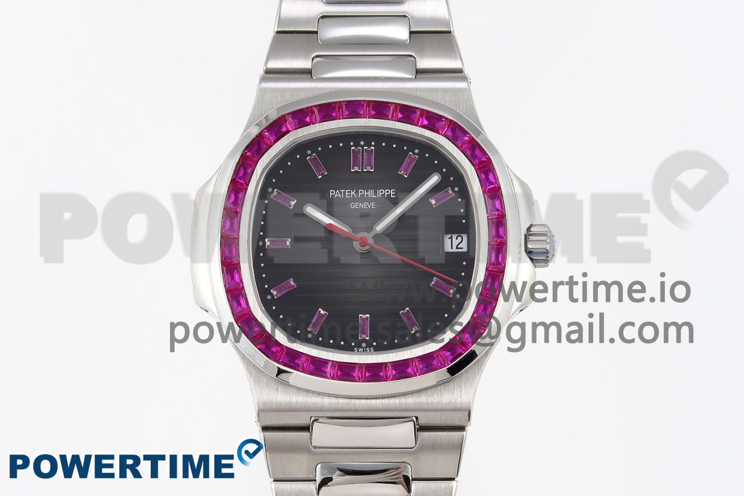 NAUTILUS 5711 SS GPF 1:1 BEST EDITION GRAY DIAL PURPLE DIAMONDS BEZEL ON SS BRACELET 324CS - Image 1